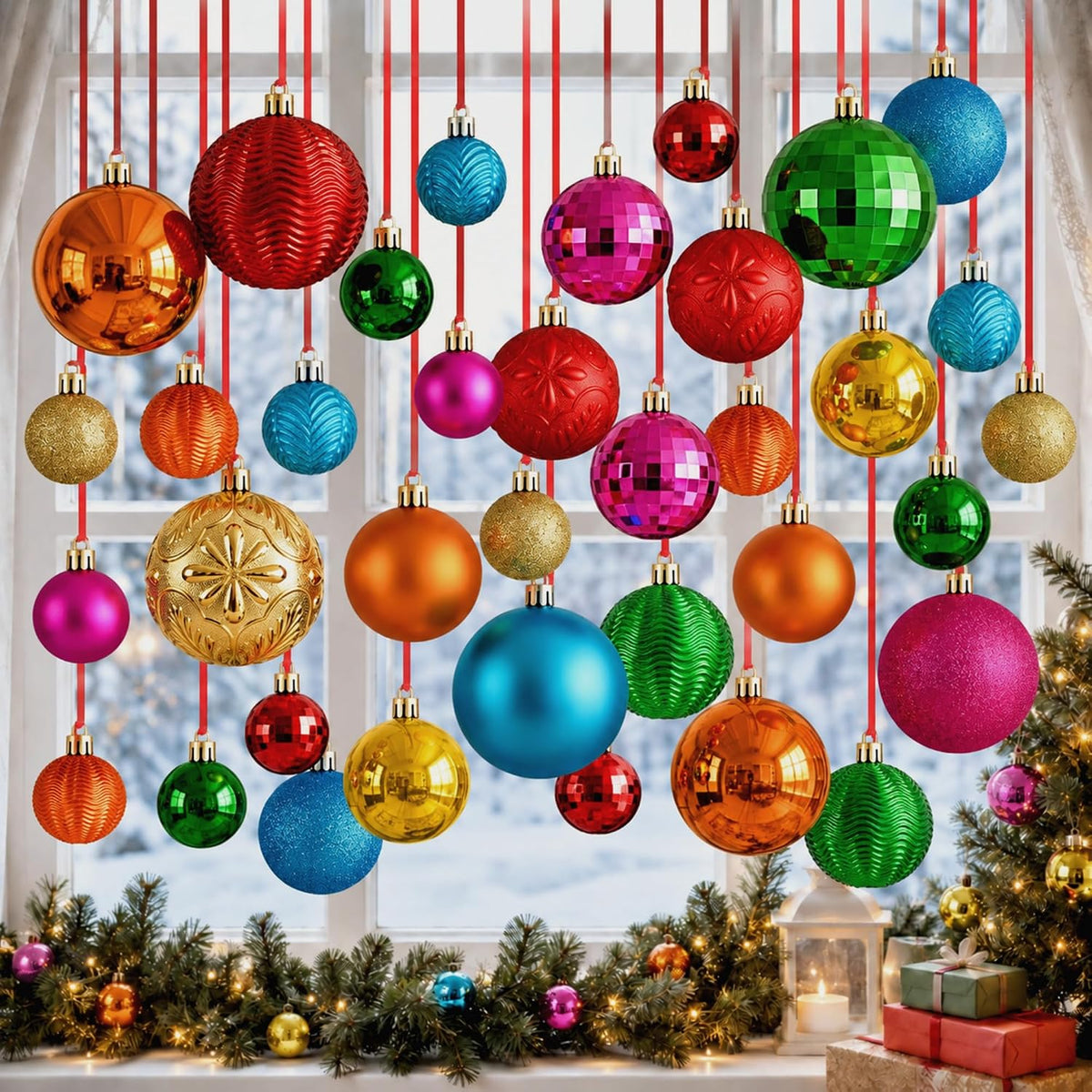 Relaxgiant 36 bolas de Navidad para techo, multicolor | Tamaños sur...