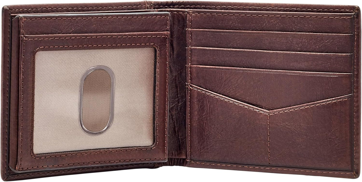 Fossil Cartera para hombre, de piel Ingram con bloqueo RFID, plegab...