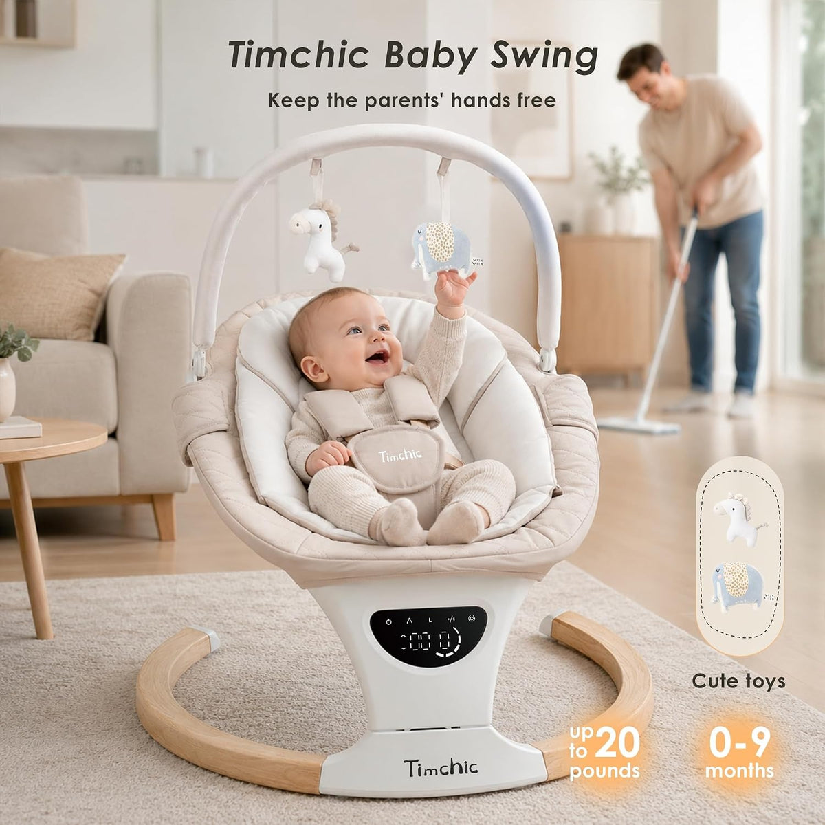 TimChic - Columpio para bebé con balanceo automático, 5 movimientos...