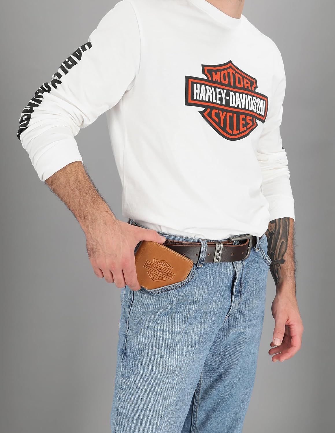 Harley-Davidson Billetera de cuero genuino con bloqueo Rfid para ho...