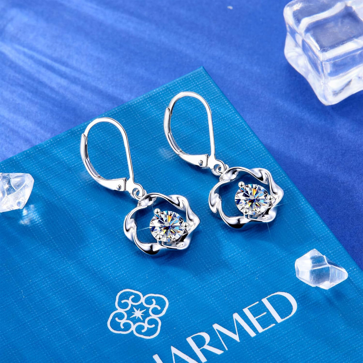 Aretes colgantes de moissanita de 2 quilates para mujer, aretes Mob...