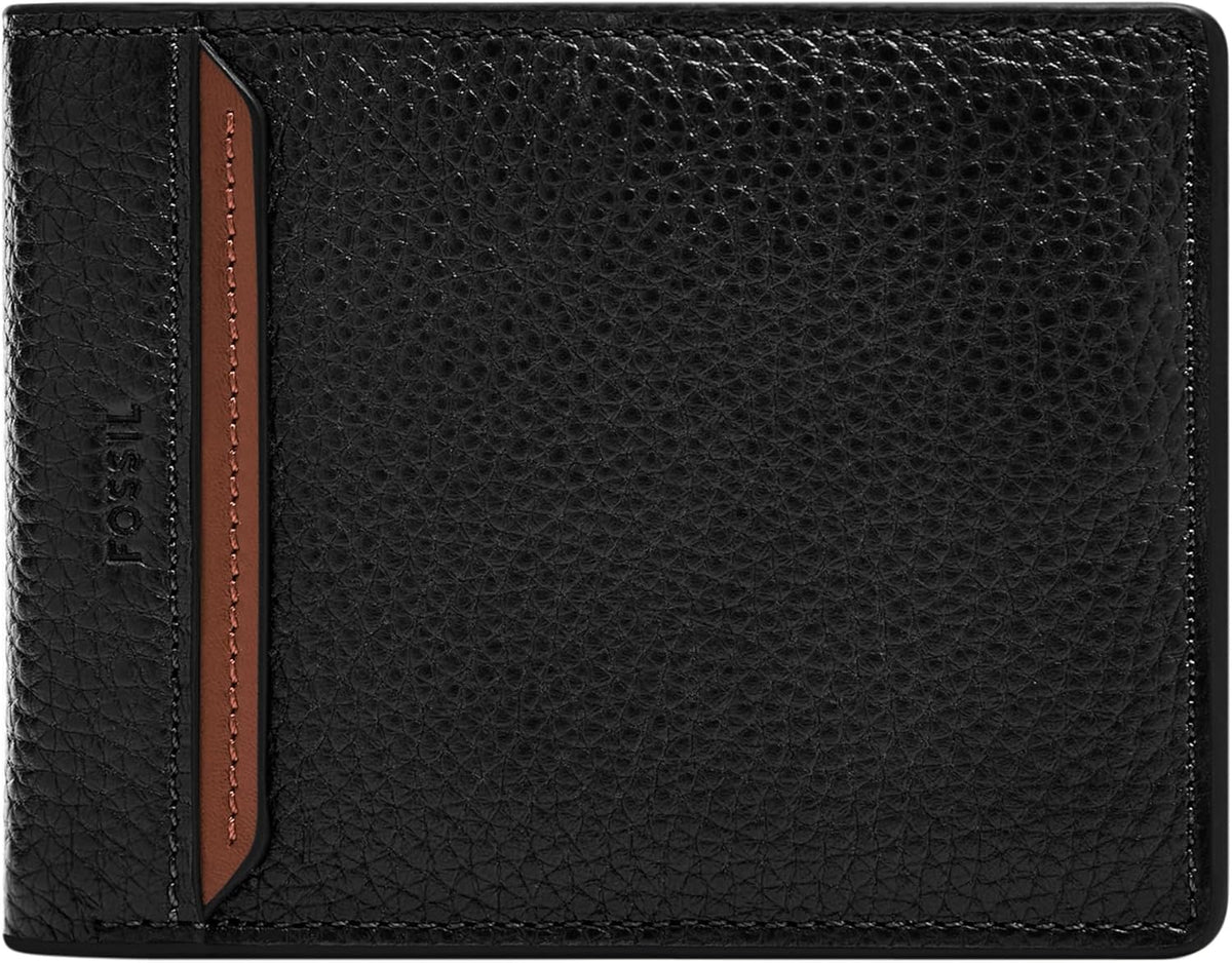 Fossil Huntington - Cartera de piel para hombre, con tapa y tapa pa...