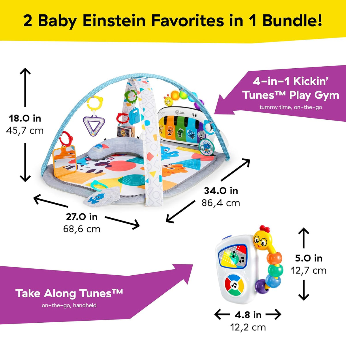 Baby Einstein Kickin Tunes - Paquete 5 en 1, gimnasio de descubrimi...