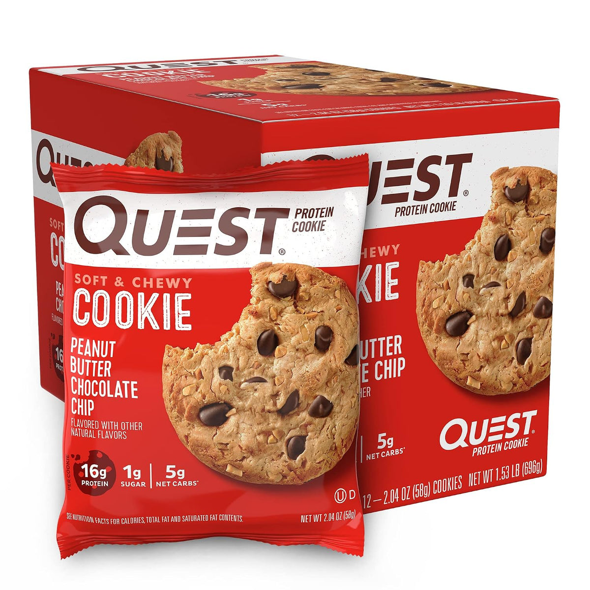 Quest Nutrition - Galletas de mantequilla de maní con chispas de ch...