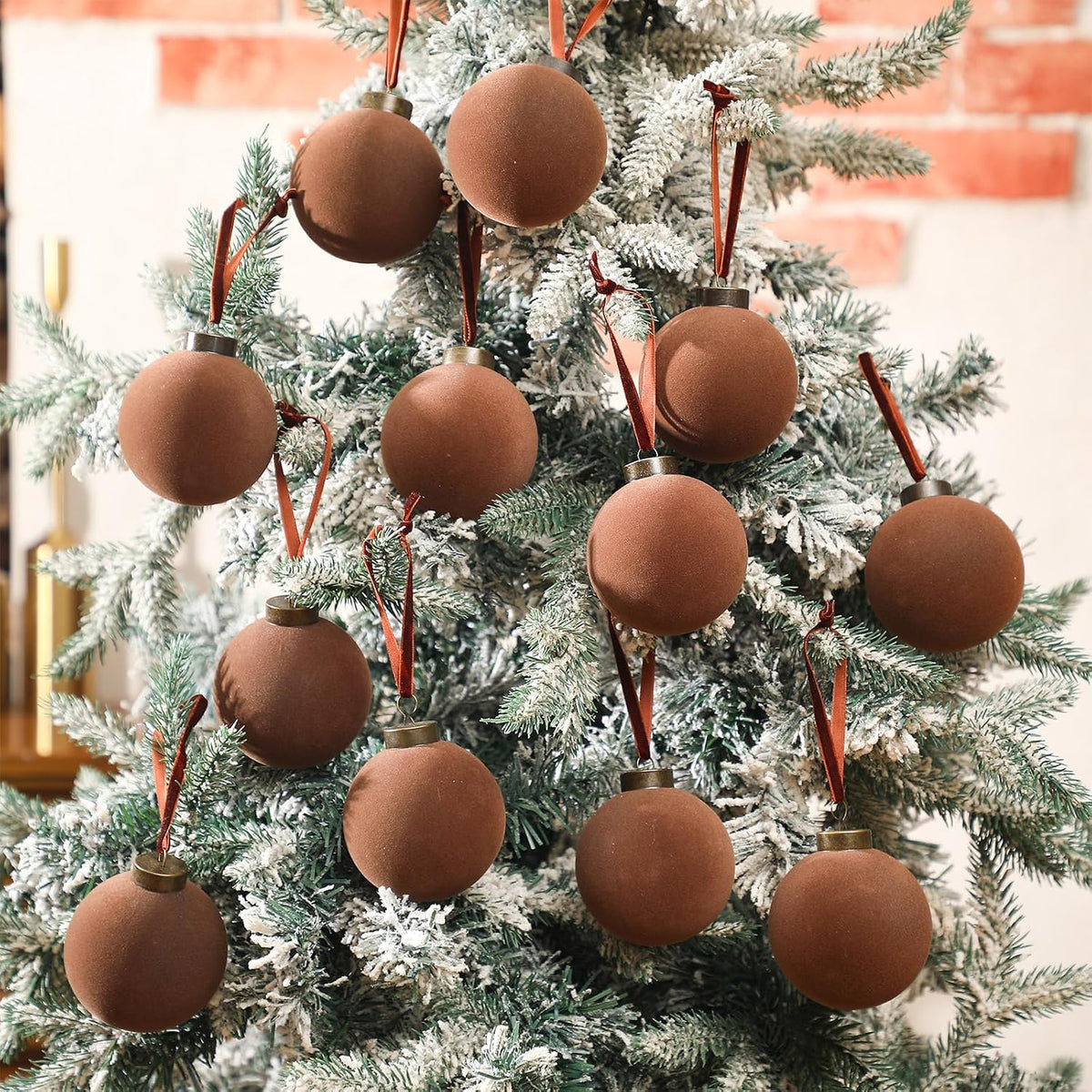 Liliful 15 piezas de bolas de Navidad de terciopelo con adornos de...
