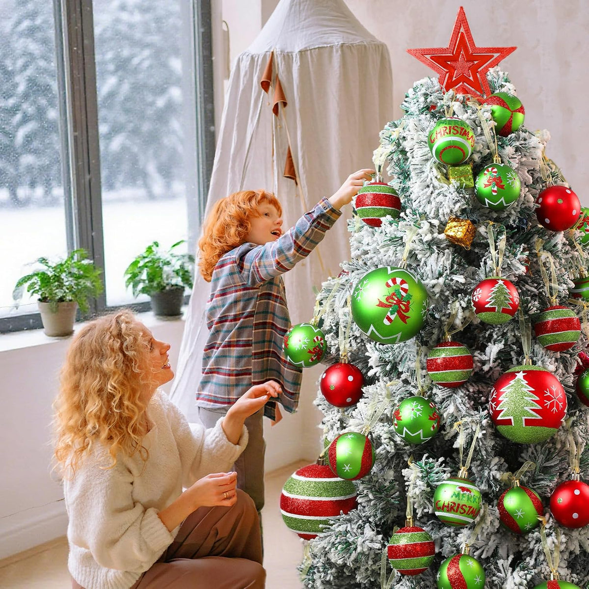 Lanpn 6 piezas de adornos de Navidad extra grandes de 6 pulgadas pa...