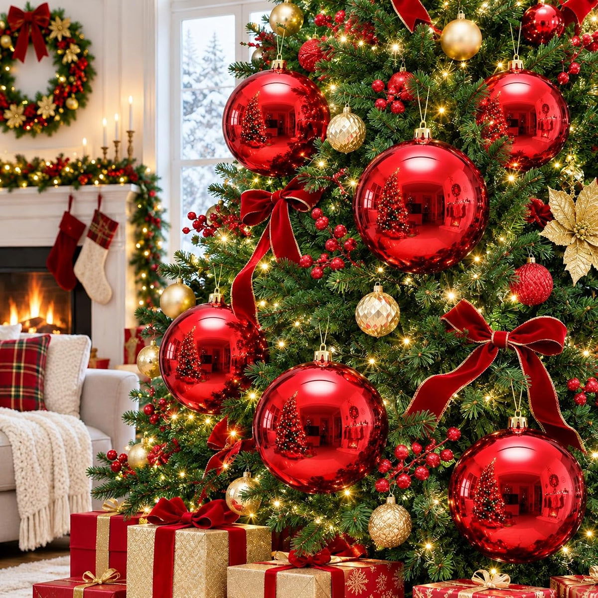 Zubebe 4 piezas Adornos de bola de Navidad extra grandes de 8'...