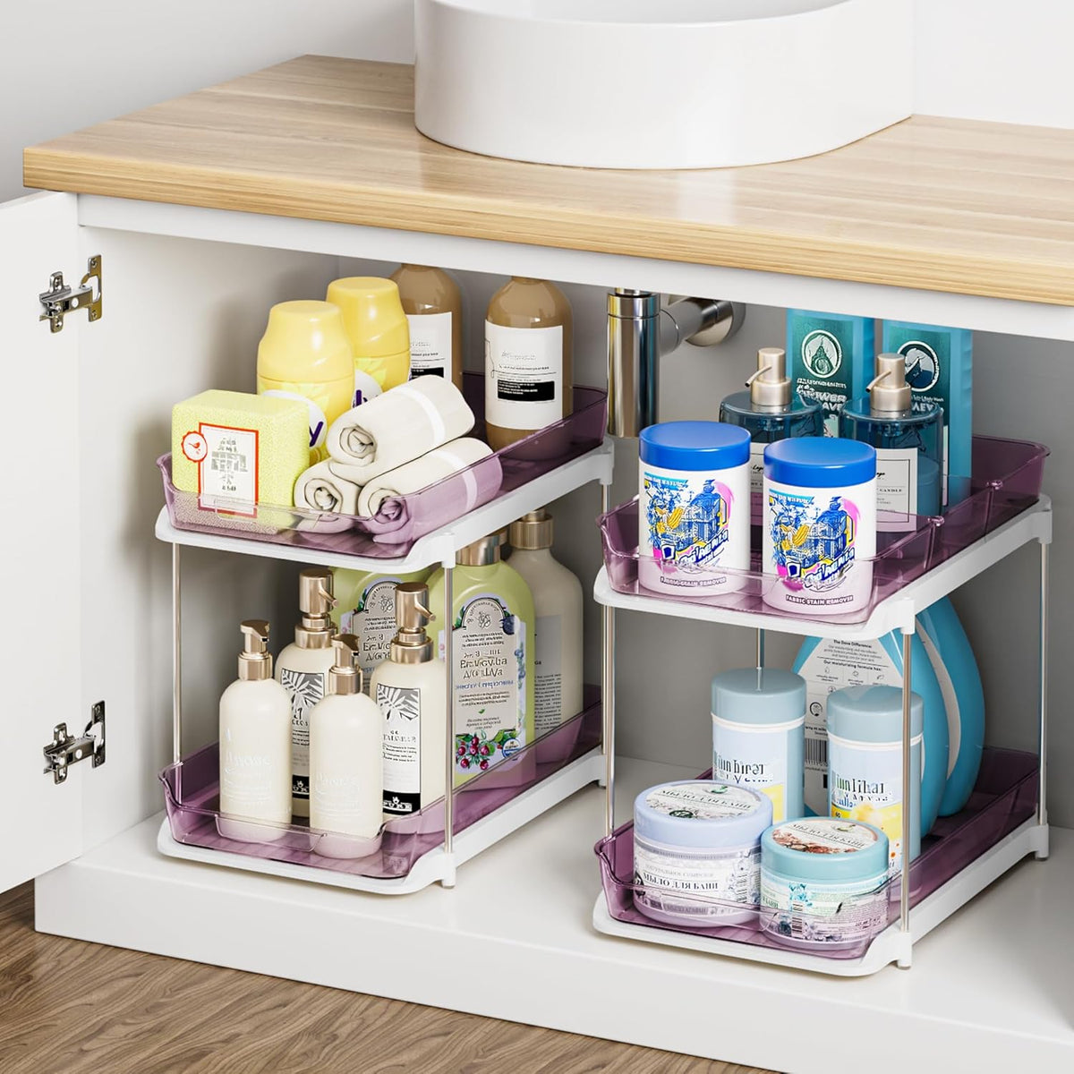 Delamu Organizadores y almacenamiento multiusos de 2 niveles para d...