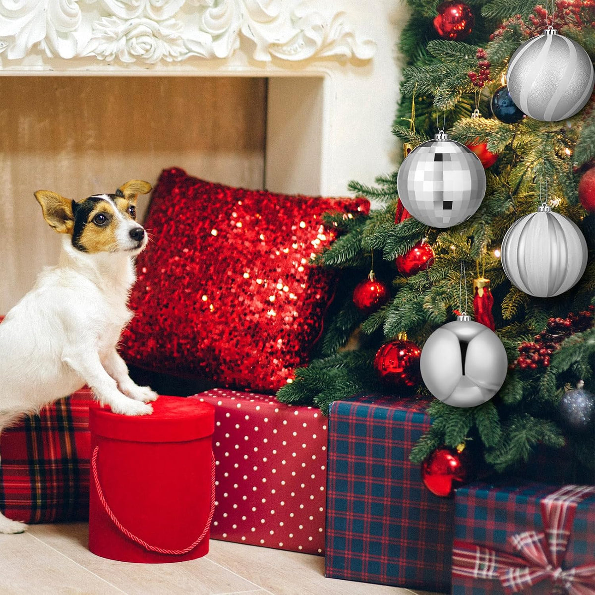 Tigeen - 4 bolas decorativas de Navidad grandes de 6 pulgadas | Ado...