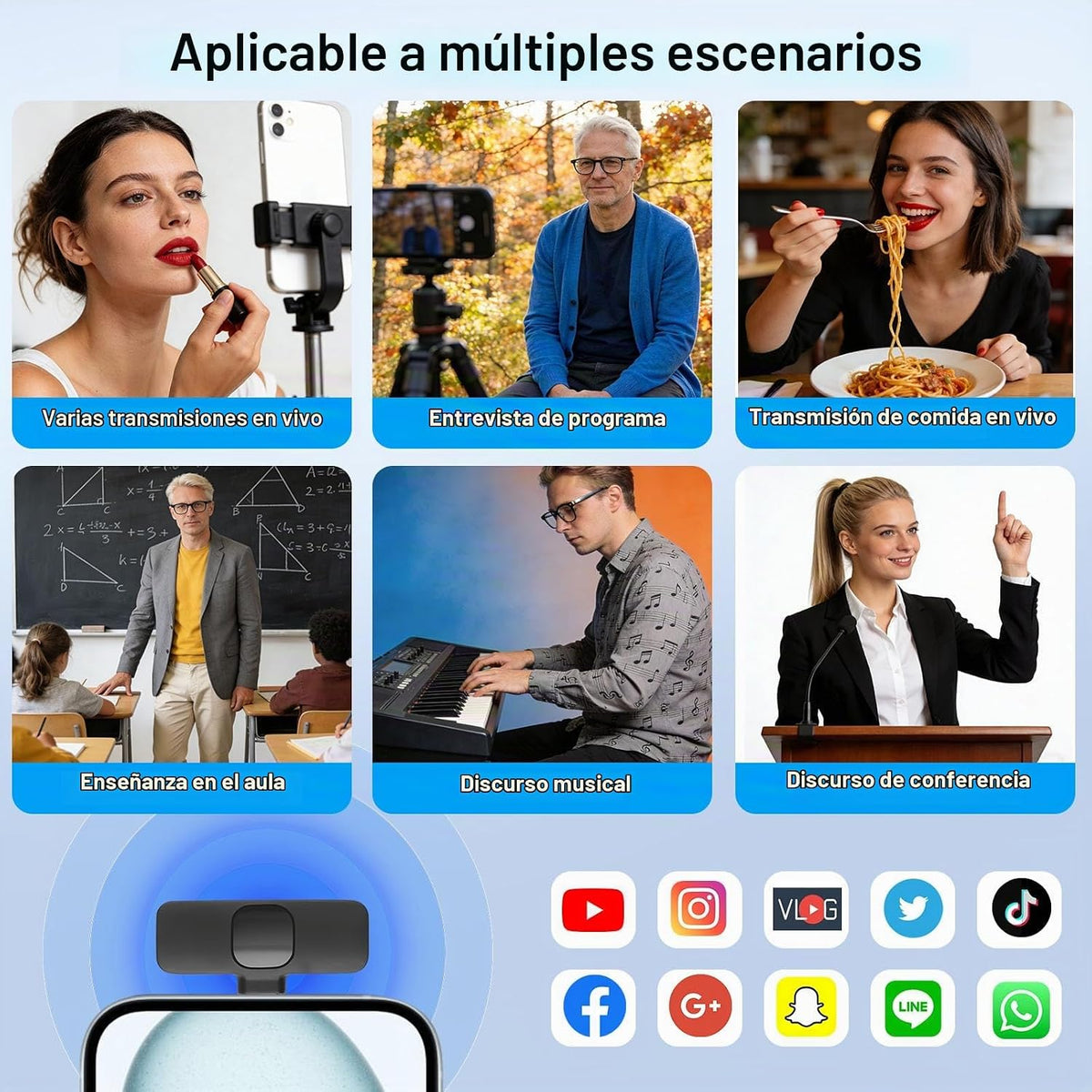 YUANRAN Micrófono Mini Inalámbrico para iPhone - Micrófono de Solap...
