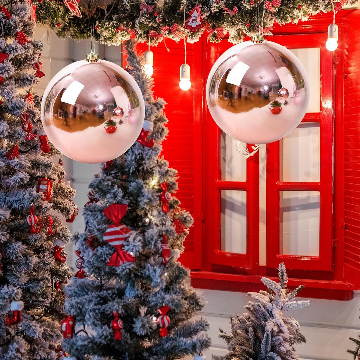 Zubebe - 4 bolas de adornos de Navidad grandes de 8 pulgadas de oro...