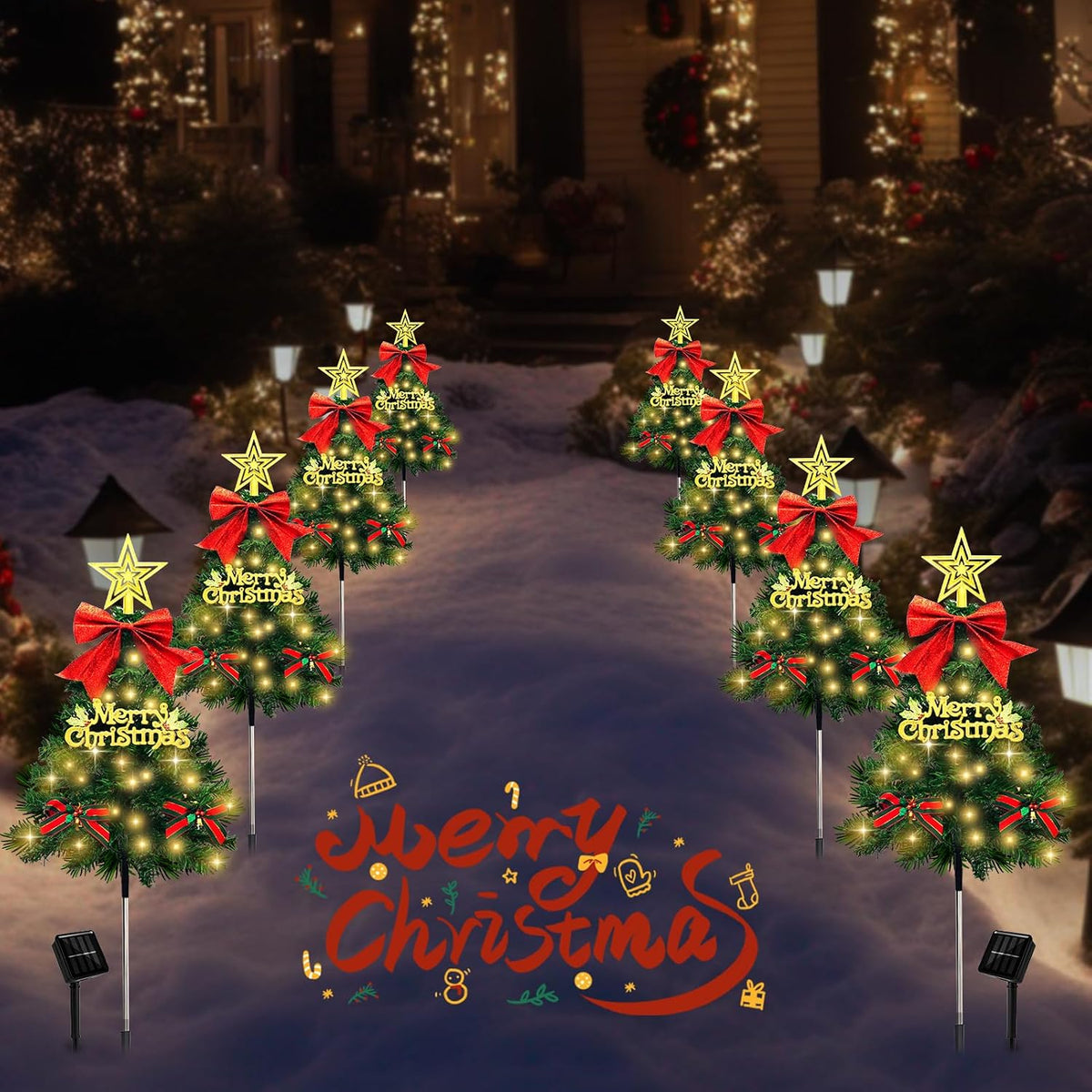TAILERRI Luces solares para camino para árbol de Navidad, decoracio...