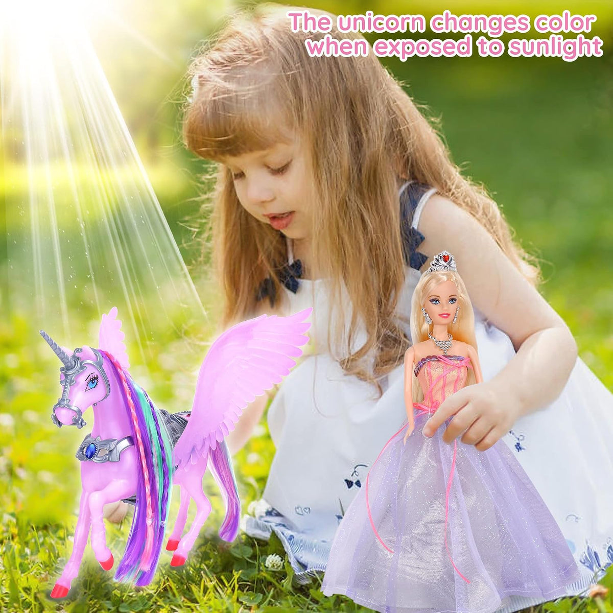 Bettina Muñeca de princesa de unicornio y cuento de hadas que cambi...