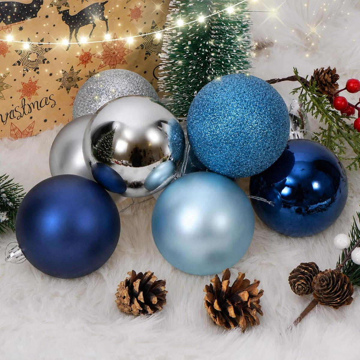 Adornos de bola de Navidad de 30 quilates, decoración de árbol de N...