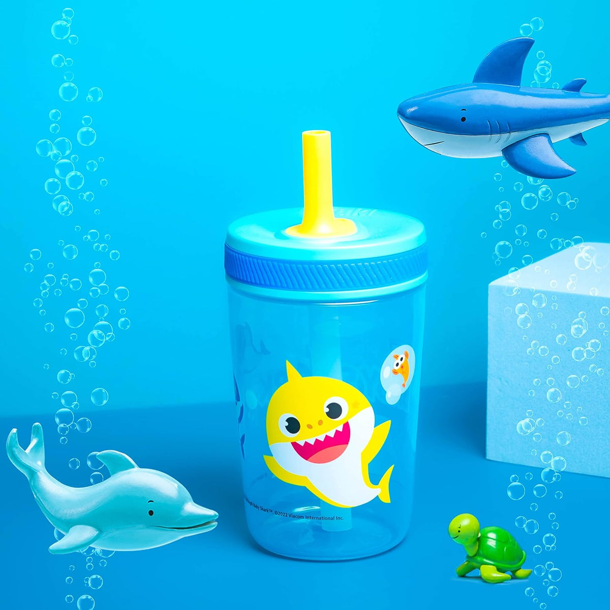 Zak Designs - Juego de vasos Baby Shark Kelso de 15 onzas, tapa de...