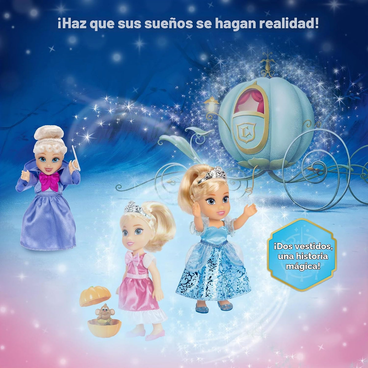 Disney Princess Cenicienta y Hada Madrina Juego de 8 piezas de muñe...