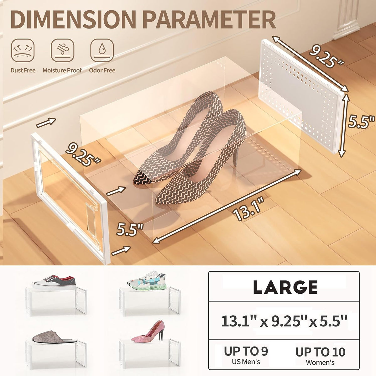 Paquete de 12 cajas grandes apilables de plástico transparente para...