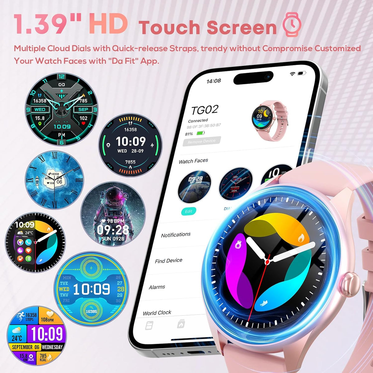 Reloj inteligente para mujer, reloj inteligente con pantalla táctil...