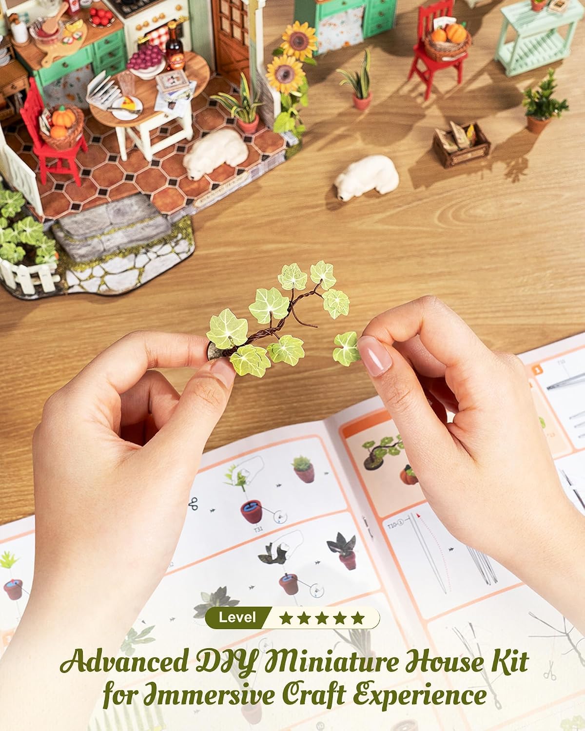 Rolife Kit de casa en miniatura para adultos (cocina de granja ilum...