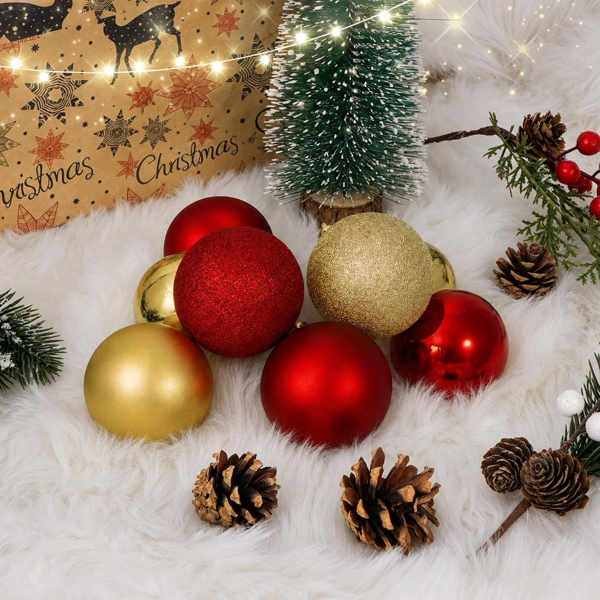 Adornos de bola de Navidad de 30 quilates, decoración de árbol de N...
