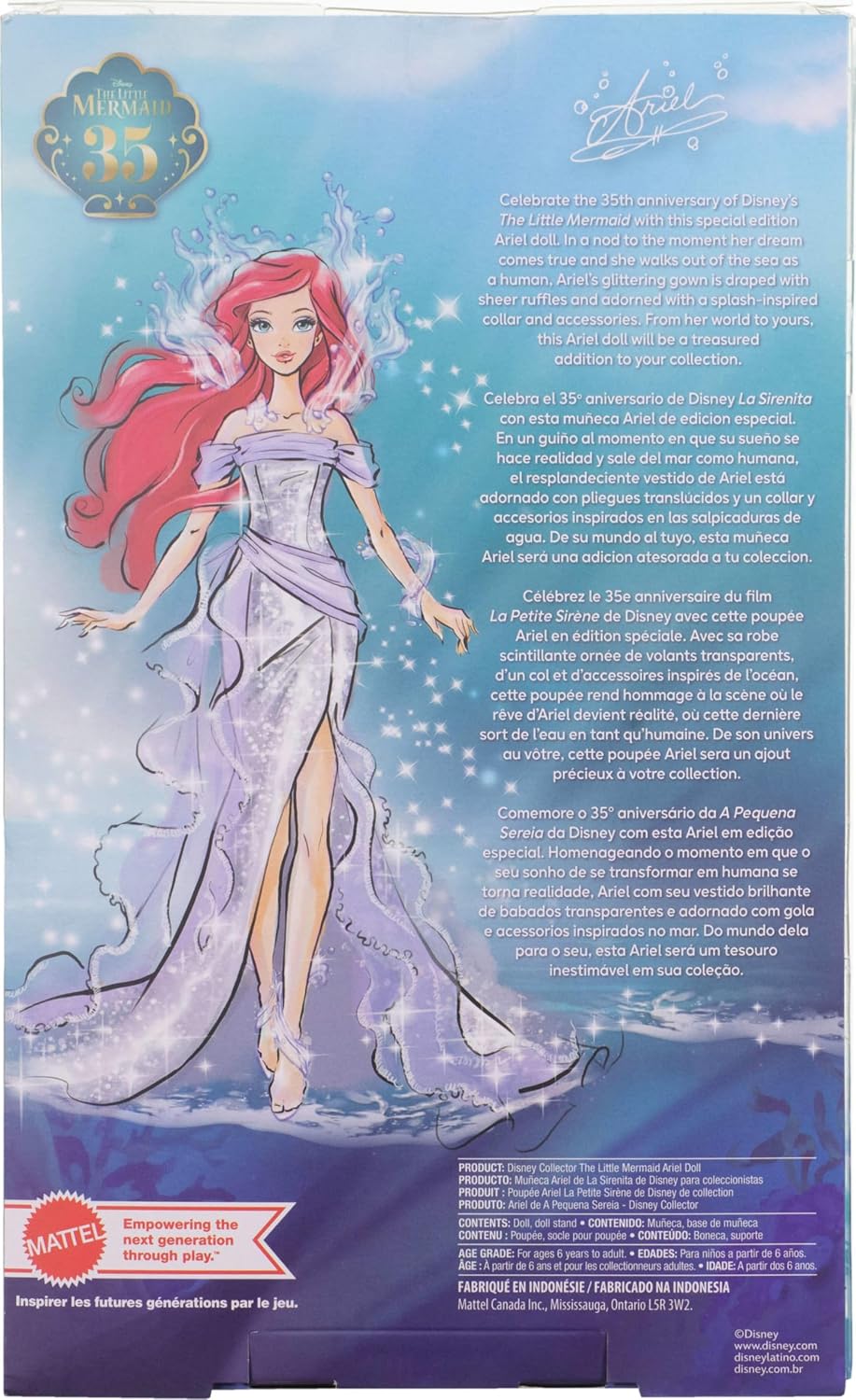 Mattel Muñeca Disney Ariel de La Sirenita con Soporte de Exhibición...