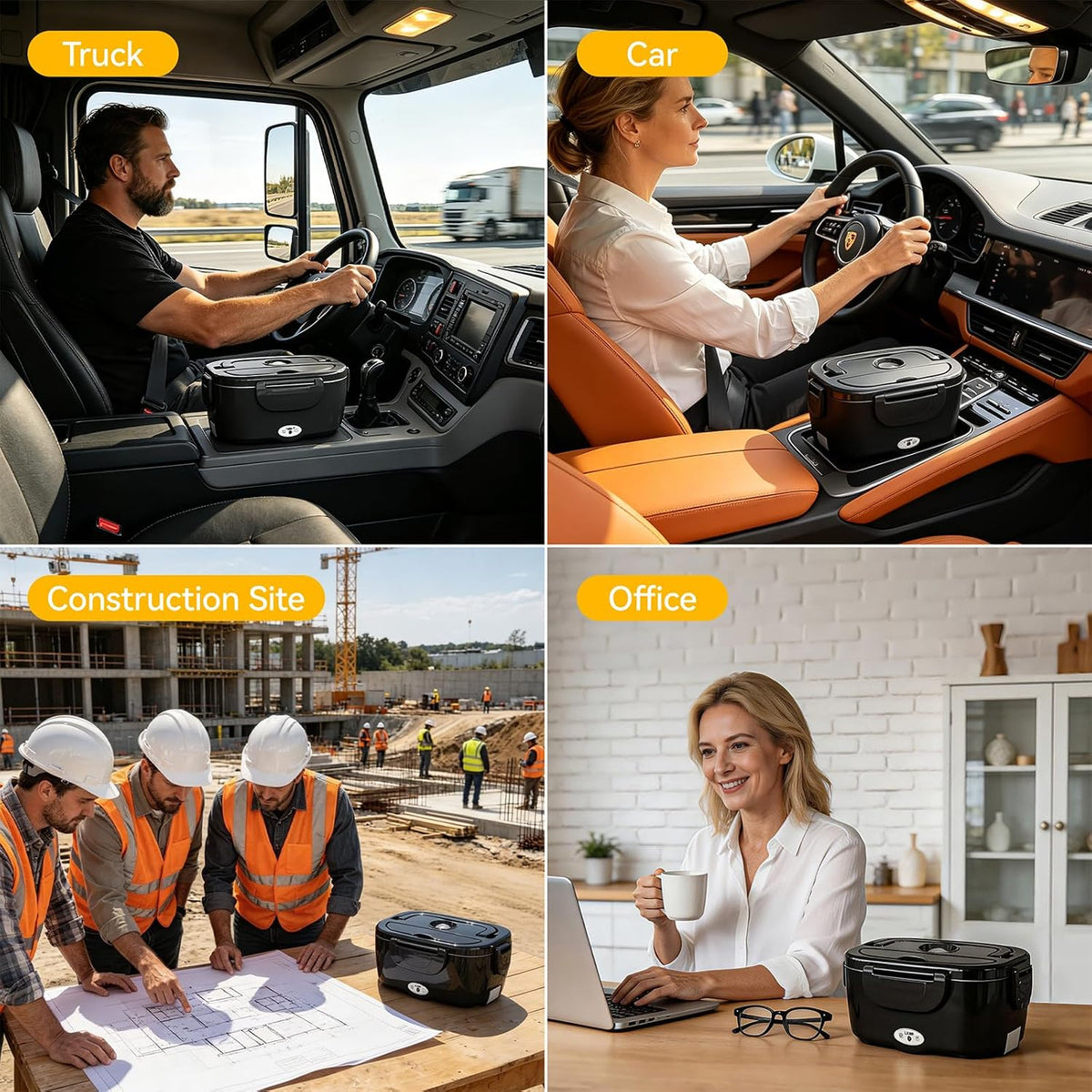 Vingud Fiambrera eléctrica para adultos, lonchera térmica para homb...