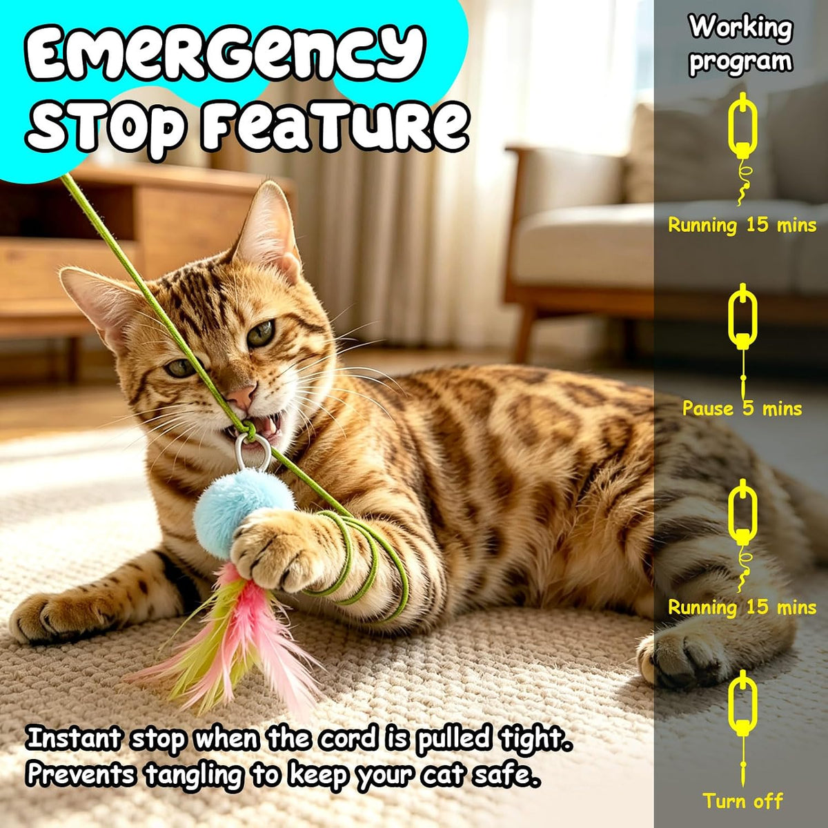 HAPPYCODE Juguete interactivo para gatos, pájaro aleteo y pluma gir...