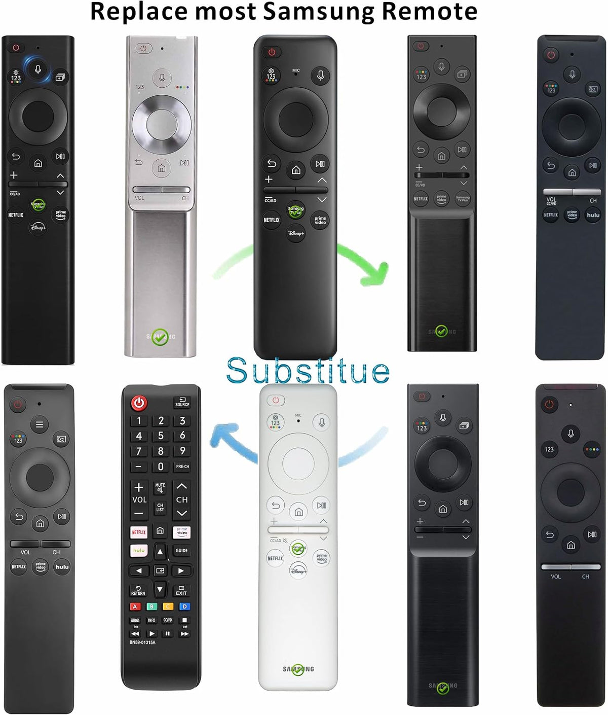 Remoto Solarcell de repuesto para Samsung Smart TV Remote w\/AI You...