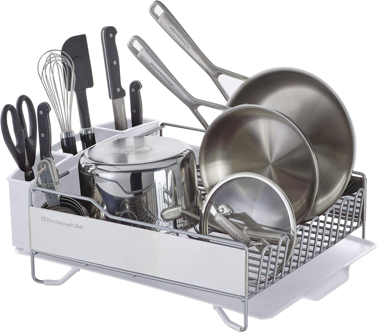 KitchenAid Escurridor de platos completo de acero inoxidable, tamañ...