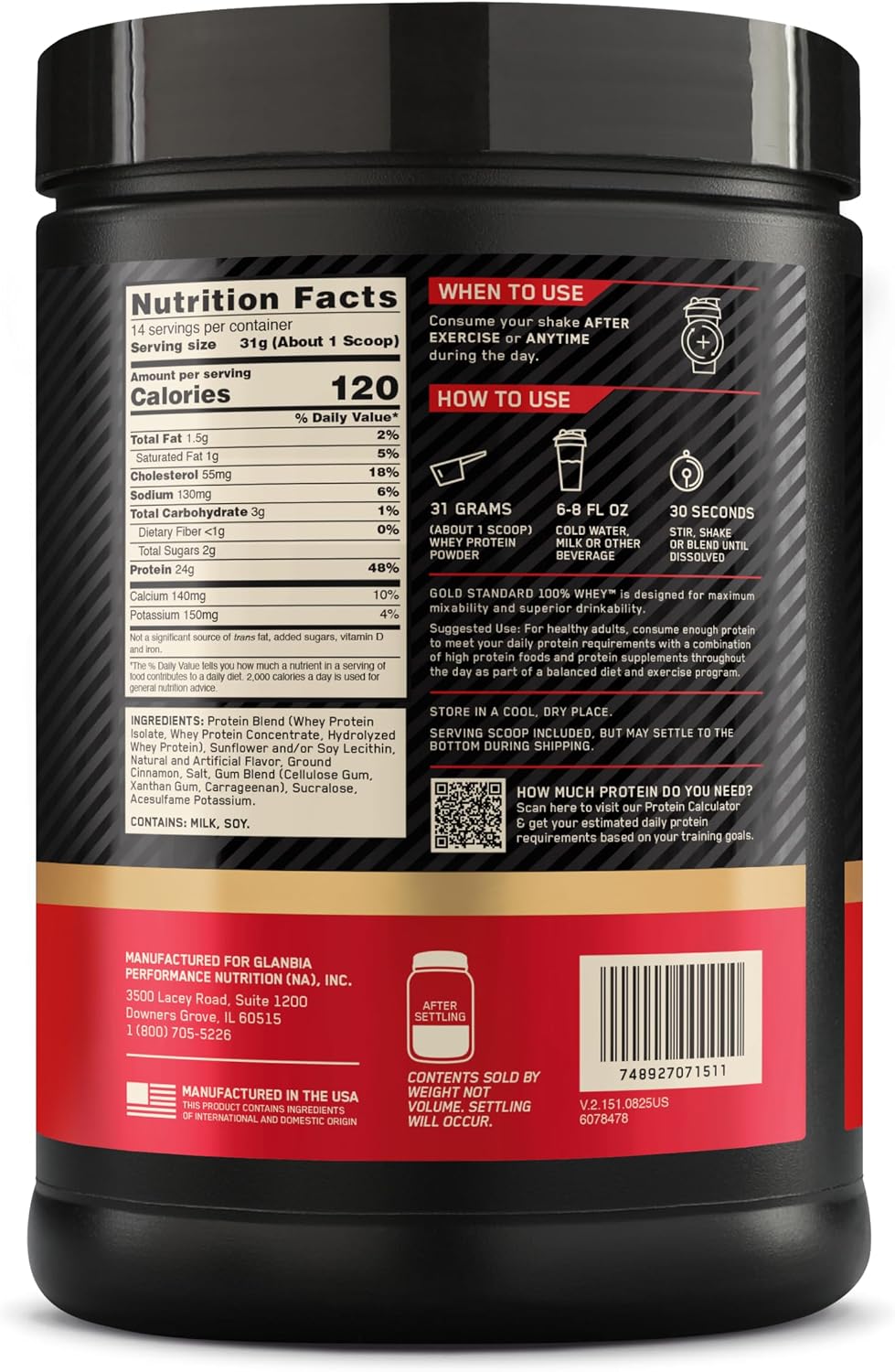 Optimum Nutrition Gold Standard 100% proteína de suero en polvo, ro...
