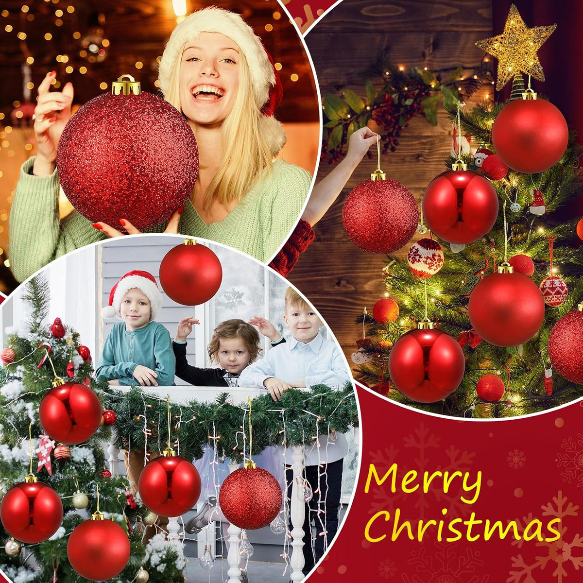 Deekin - Paquete de 8 bolas de adornos de Navidad extra grandes par...