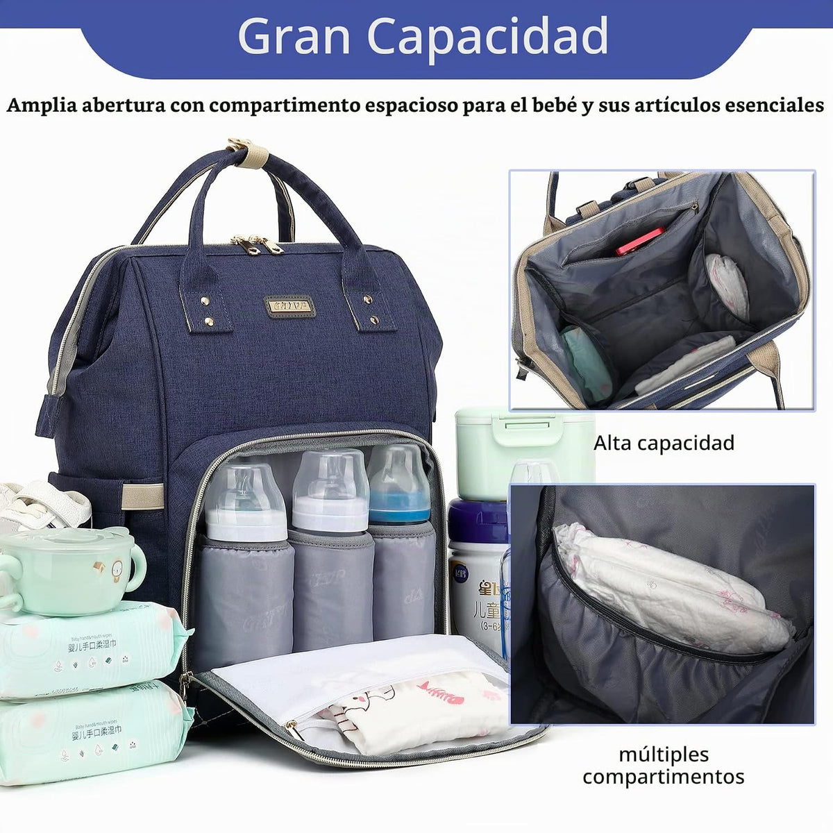 Mochila para pañales, bolsas de pañales para bebés, niñas y niños,...