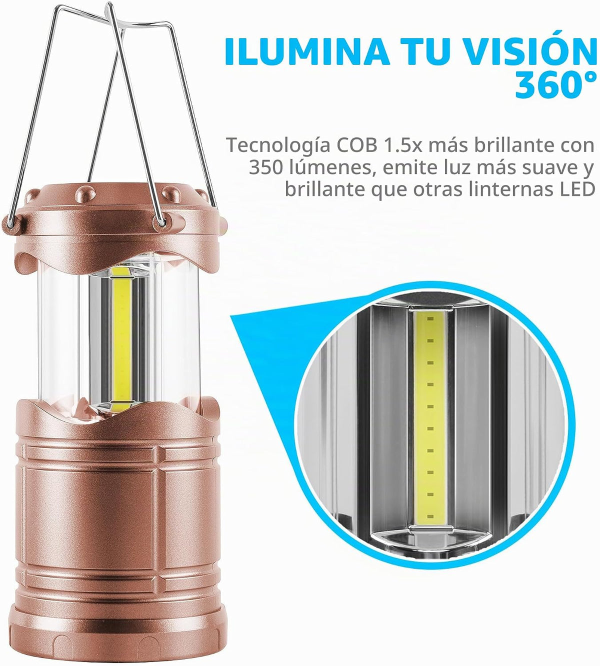Lichamp Linterna LED para campamento, paquete de 4 linternas alimen...