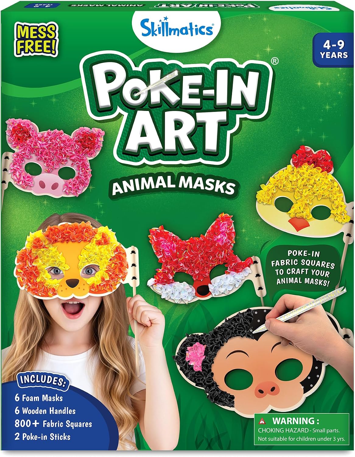 Skillmatics Poke-in Art - Máscaras de animales, kit de manualidades...