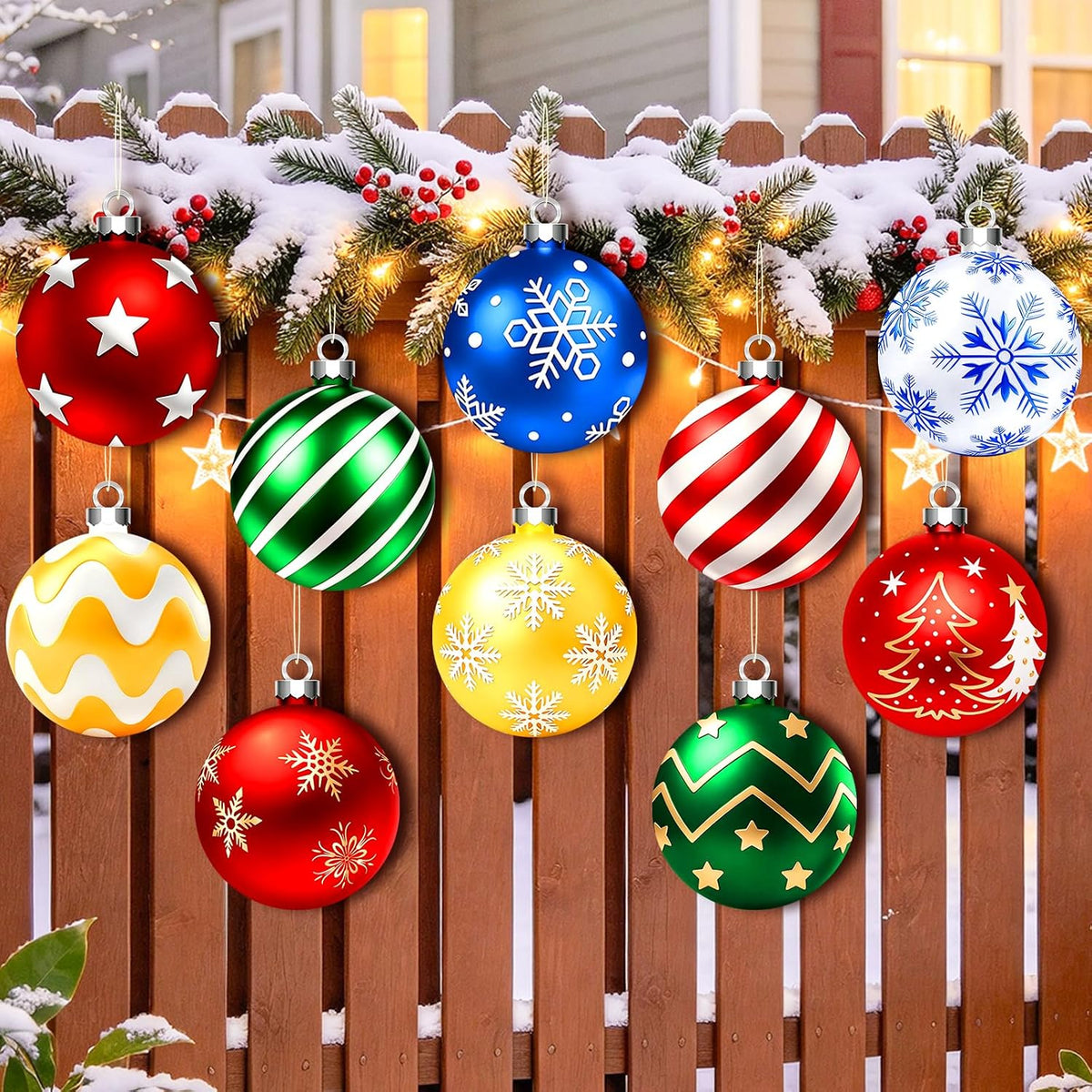 10 piezas de decoraciones navideñas colgantes para exteriores, rojo...