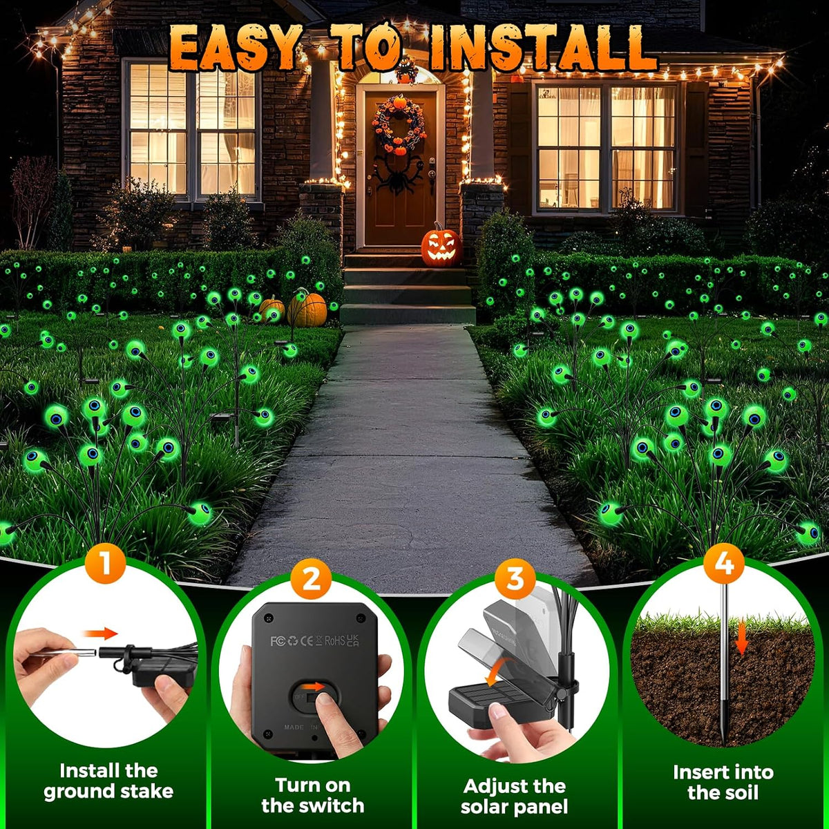 Cnuoky Decoraciones de Halloween al aire libre, paquete de 8 luces...