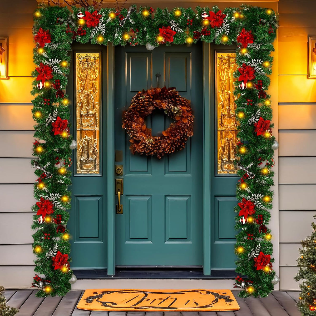 LBSUN Guirnalda de Navidad con luces, decoraciones navideñas preilu...