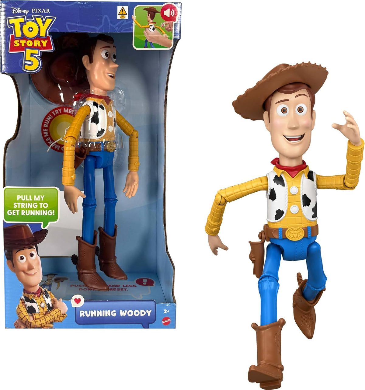 Mattel Disney y Pixar Toy Story 5 Running Woody | Figura de acción...