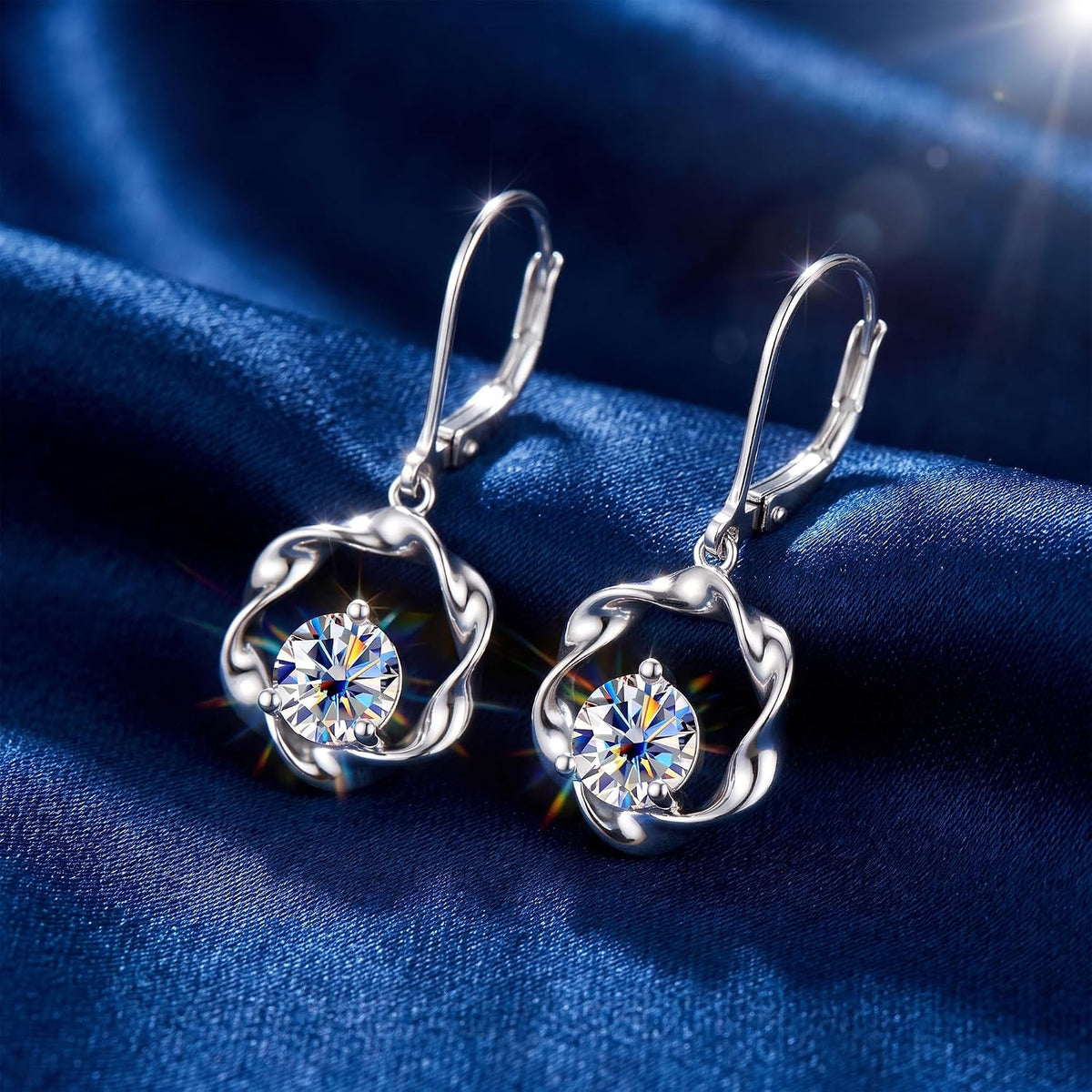 Aretes colgantes de moissanita de 2 quilates para mujer, aretes Mob...