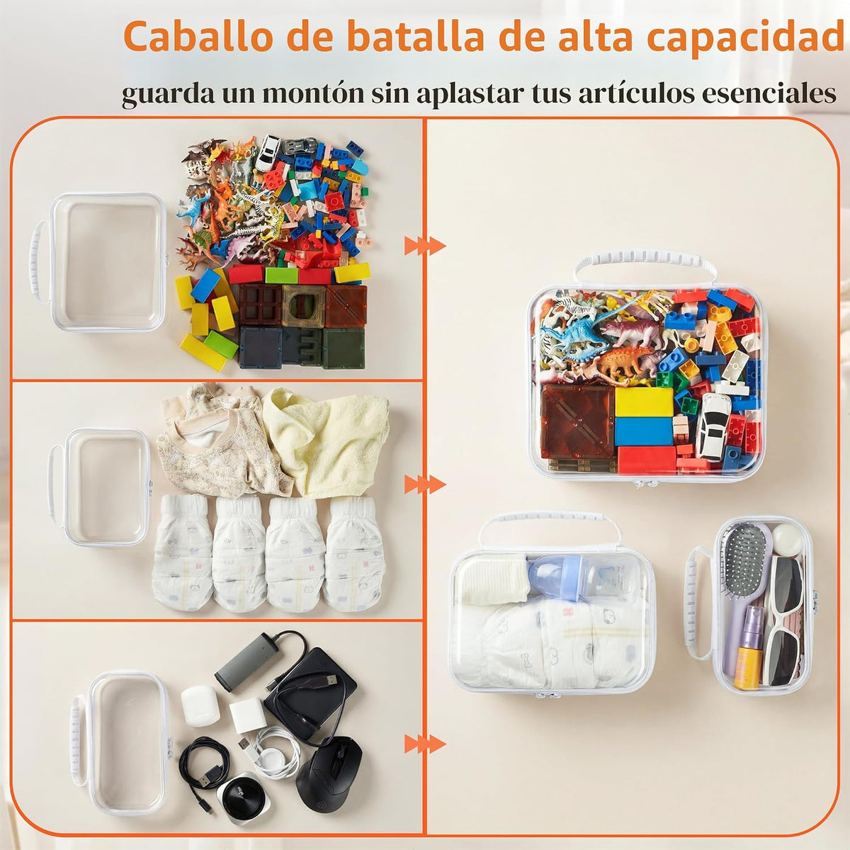 Artículos esenciales de viaje para artículos de tocador, funda rígi...