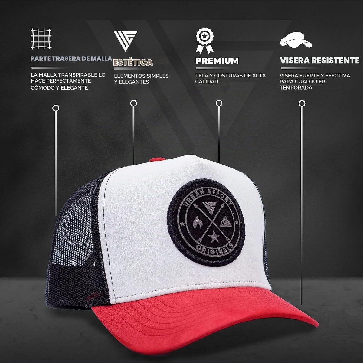 Urban Effort Trucker Hat para hombre – Gorra de béisbol con parte t...