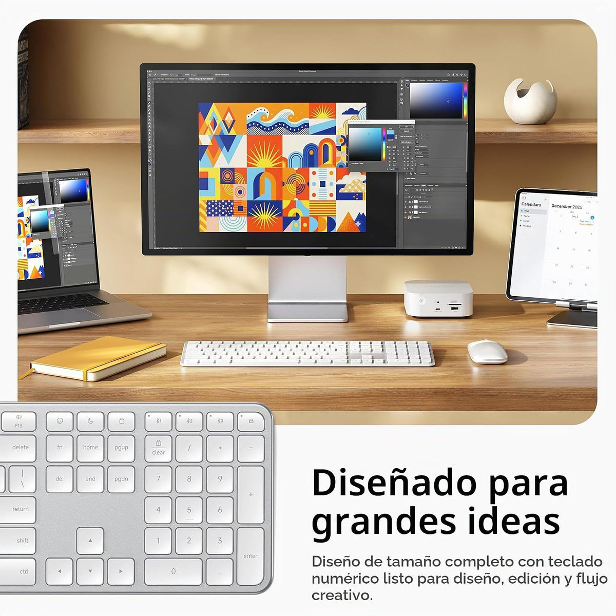 Satechi Teclado inalámbrico Slim EX3, teclado de tamaño completo co...