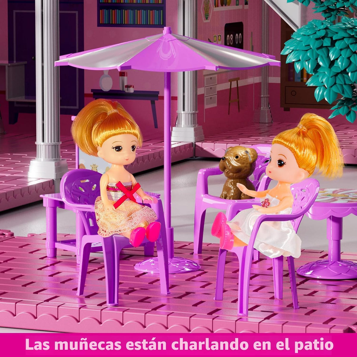 JUKUDAHU Juego de villa para niñas de 3 a 7 años, 4 plantas, 11 hab...