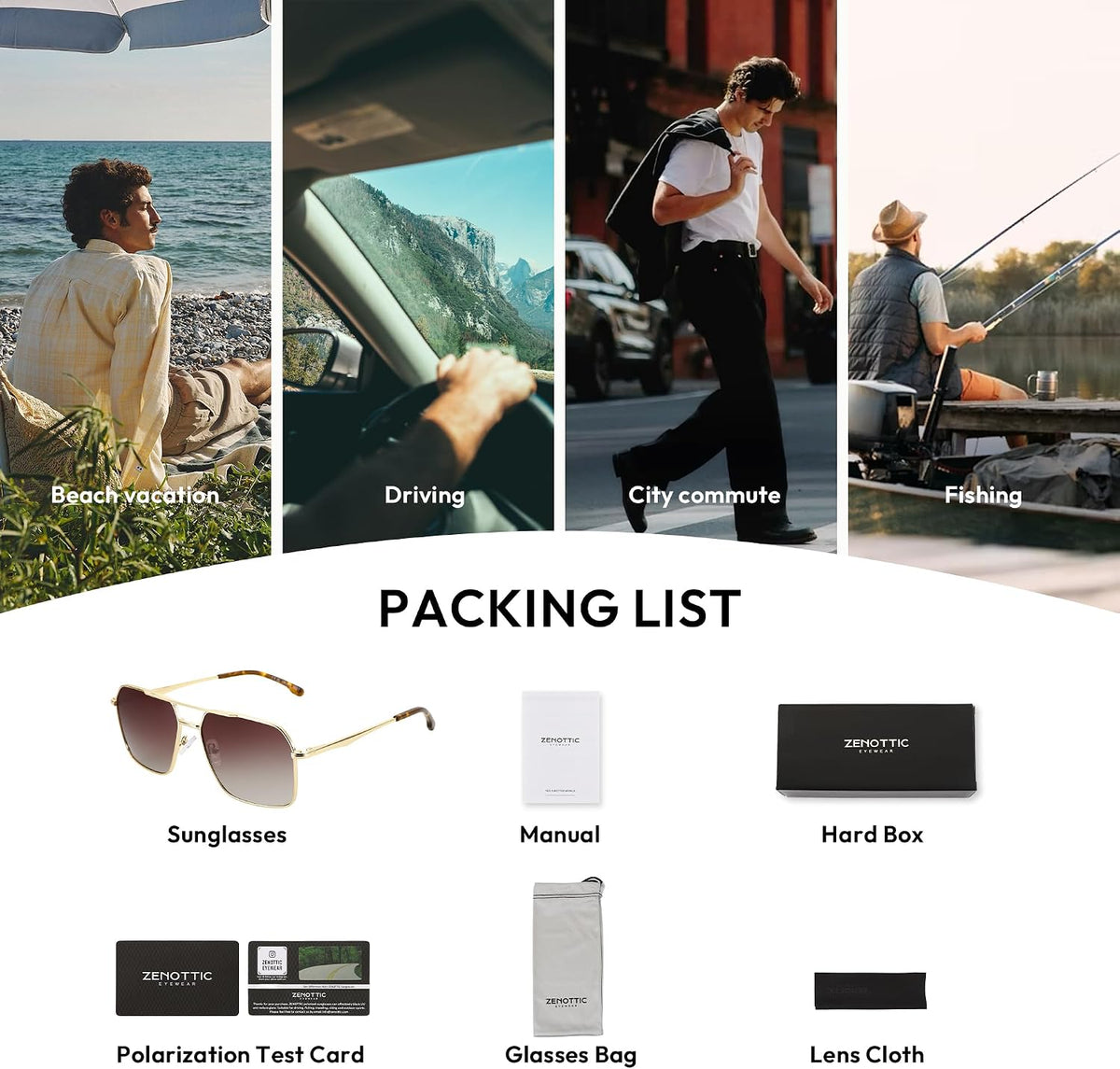 ZENOTTIC Gafas de sol polarizadas de aviador para hombre: protecció...