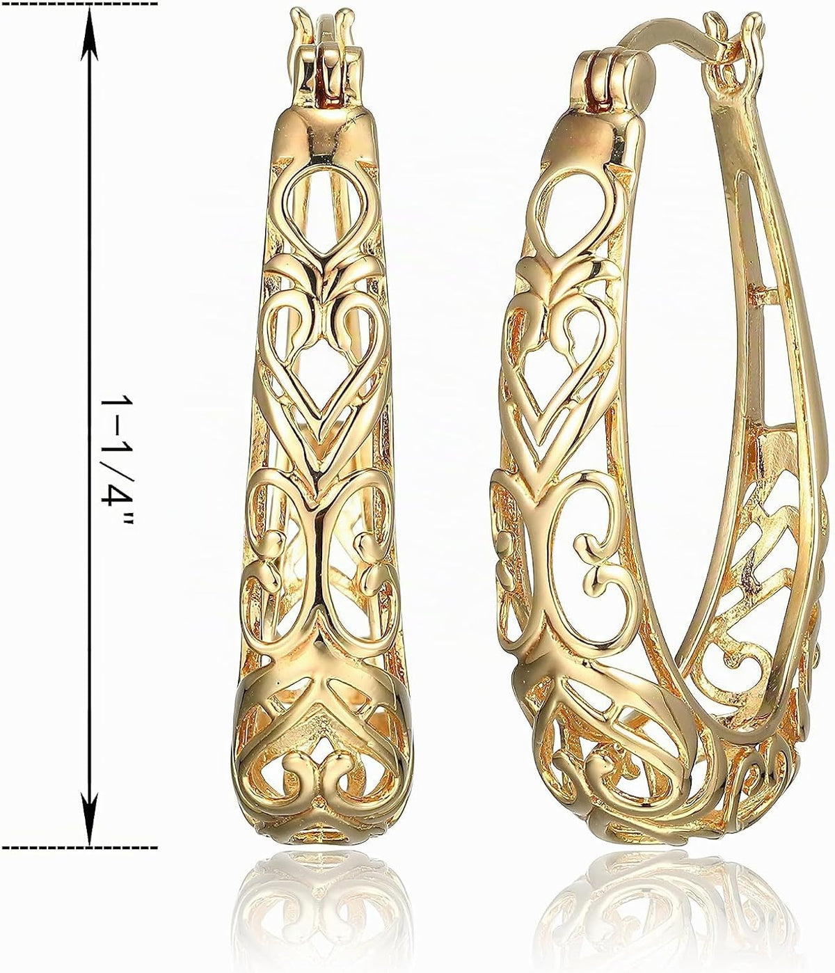 Amazon Collection Pendientes de aro ovalados de filigrana de plata...