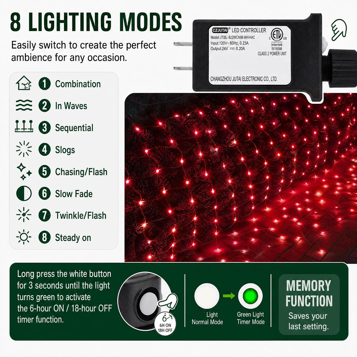 Dazzle Bright - Luces de red de Navidad, 360 LED de 12 pies x 5 pie...