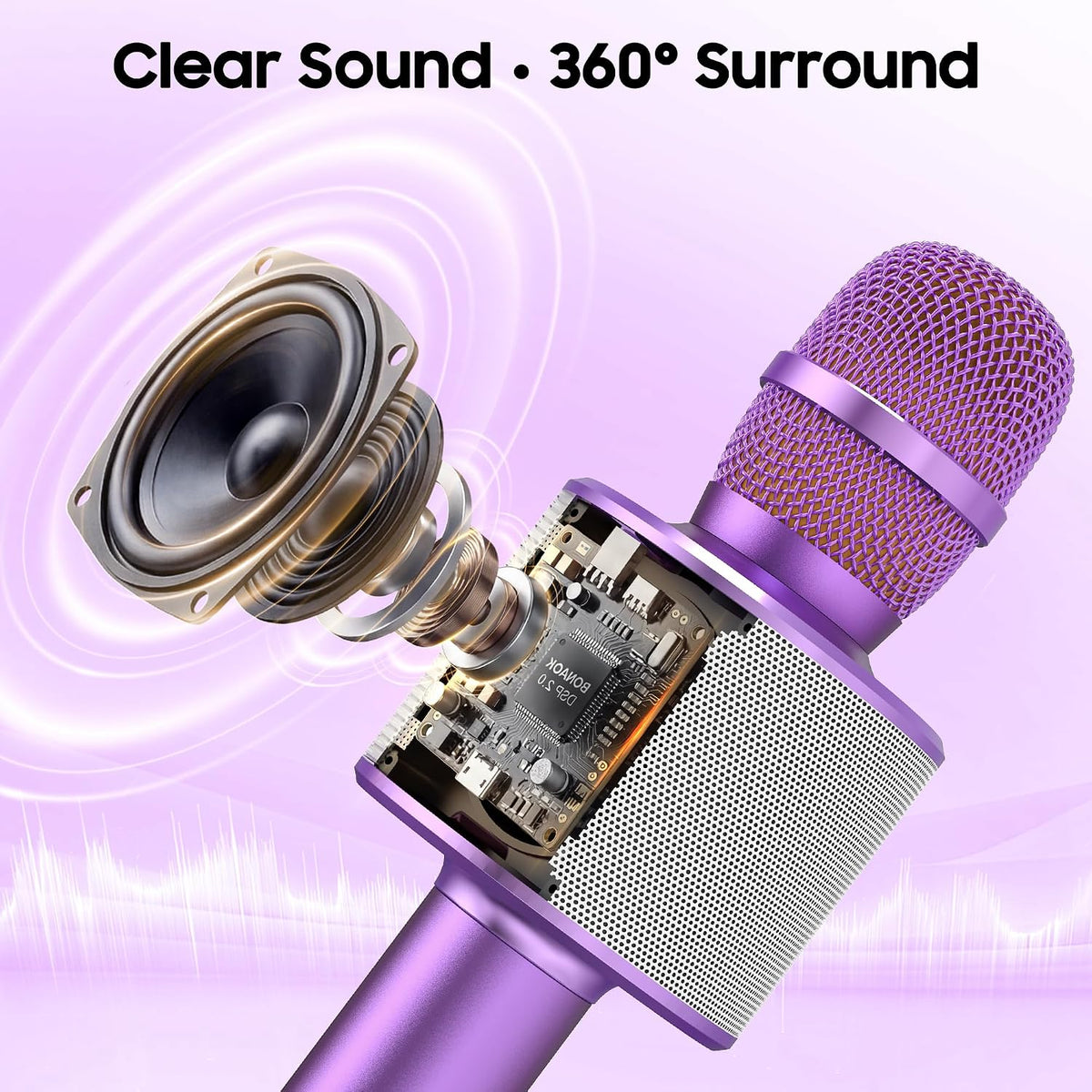 BONAOK - Micrófono inalámbrico Bluetooth de karaoke, 3 en 1; máquin...
