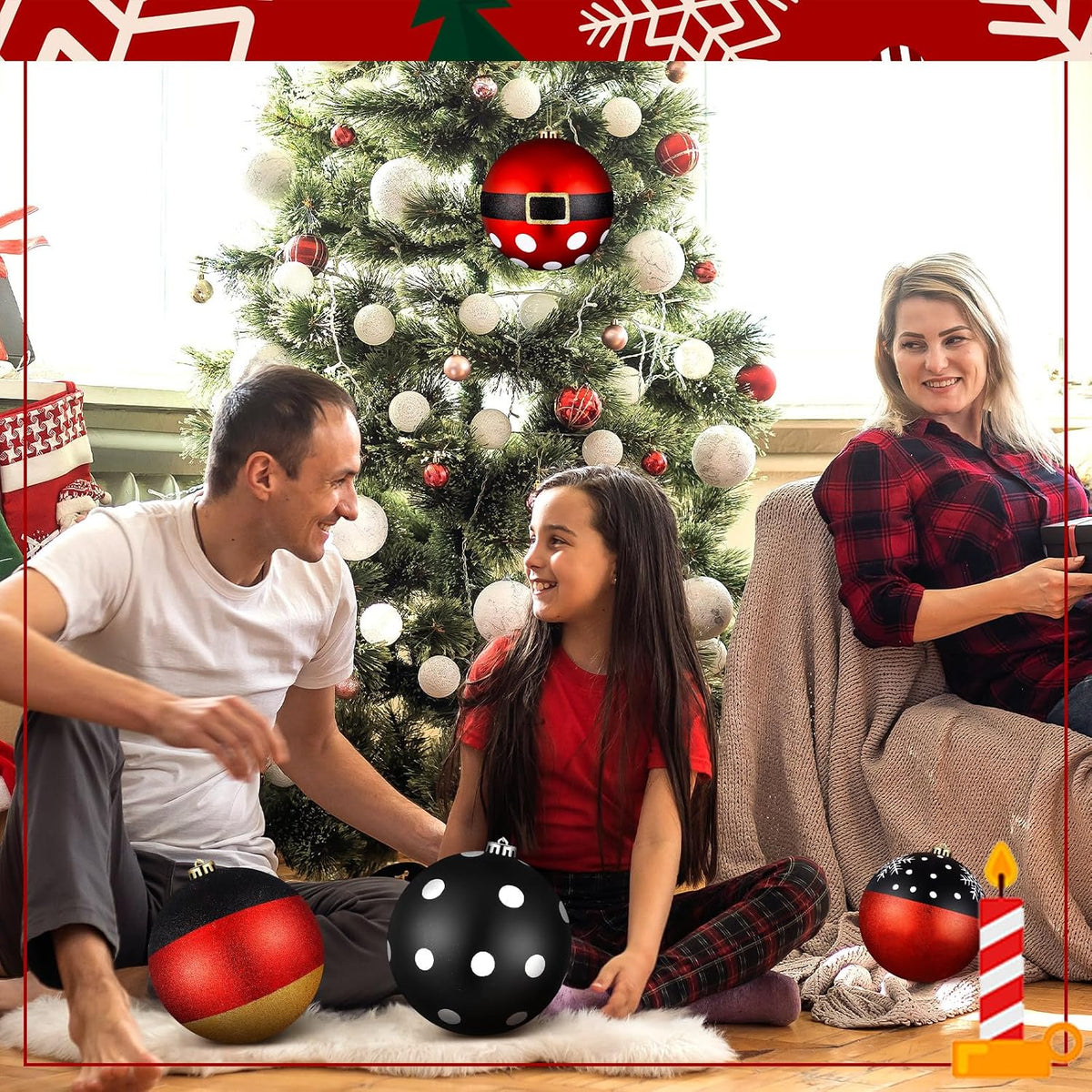 Tigeen 4 bolas de Navidad de ratón grande de 6 pulgadas para decora...