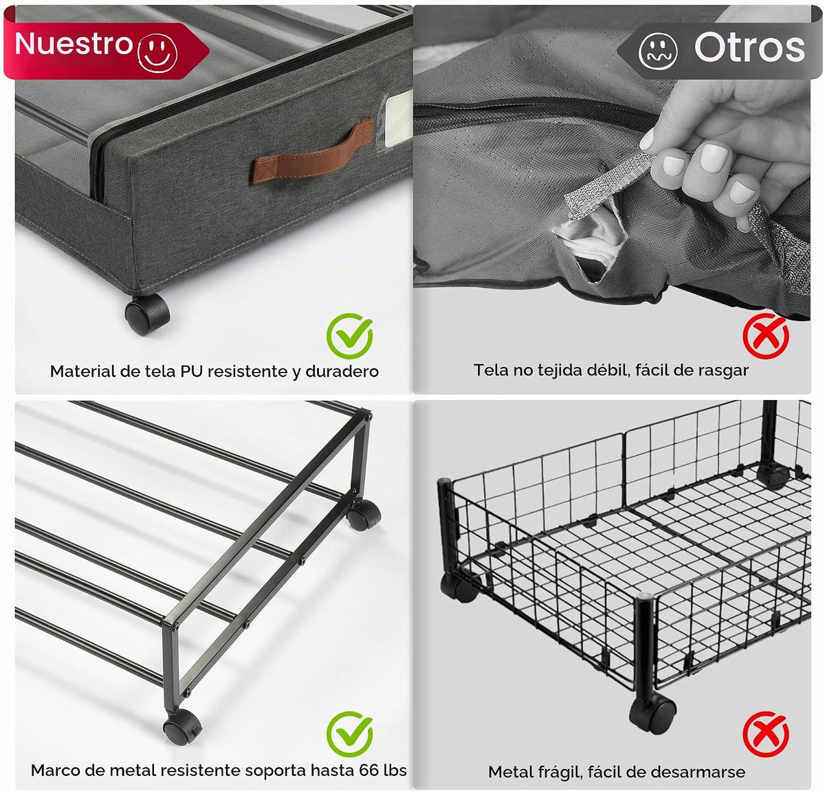 Yecaye Paquete de 3 unidades de almacenamiento debajo de la cama co...