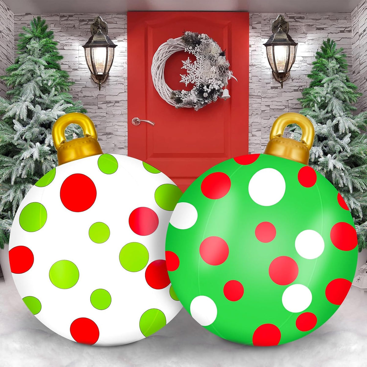 Jetec 2 adornos inflables de Navidad de 32 pulgadas, rojo, verde, b...